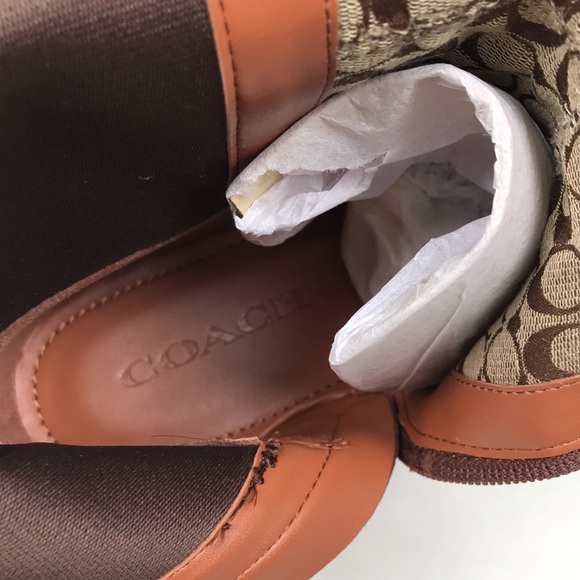 COACH Farrah Brown Leather Tall Riding Boots Logo Buckle NEW NWOB - Picture 13 of 16